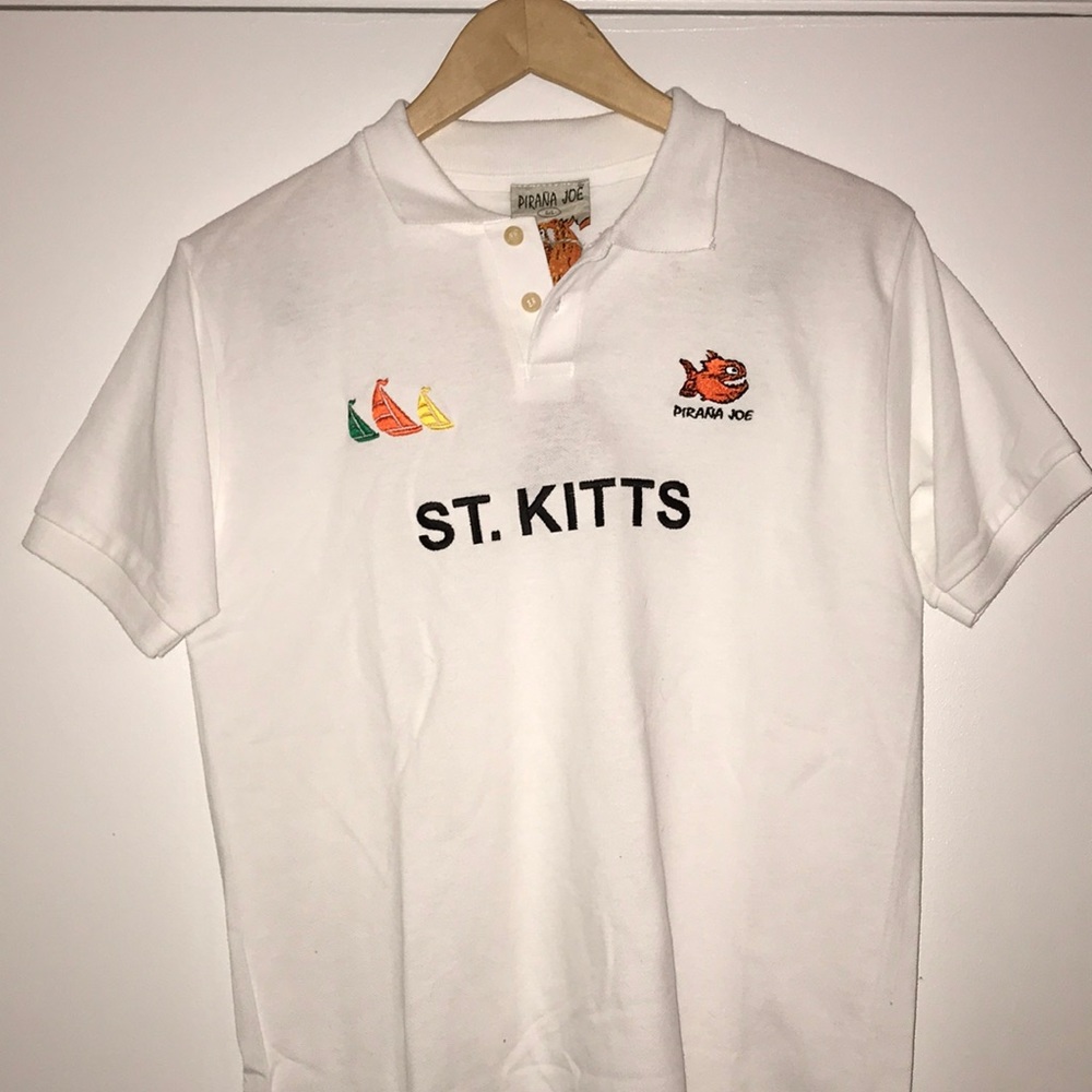 NWT White Pirana Joe Polo Shirt from St.Kitts